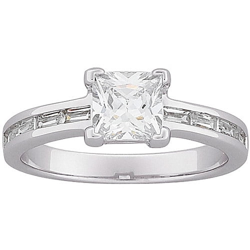 2.75 CT Princess Cut  White Diamond Engagement Ring Set 925 Sterling Silver